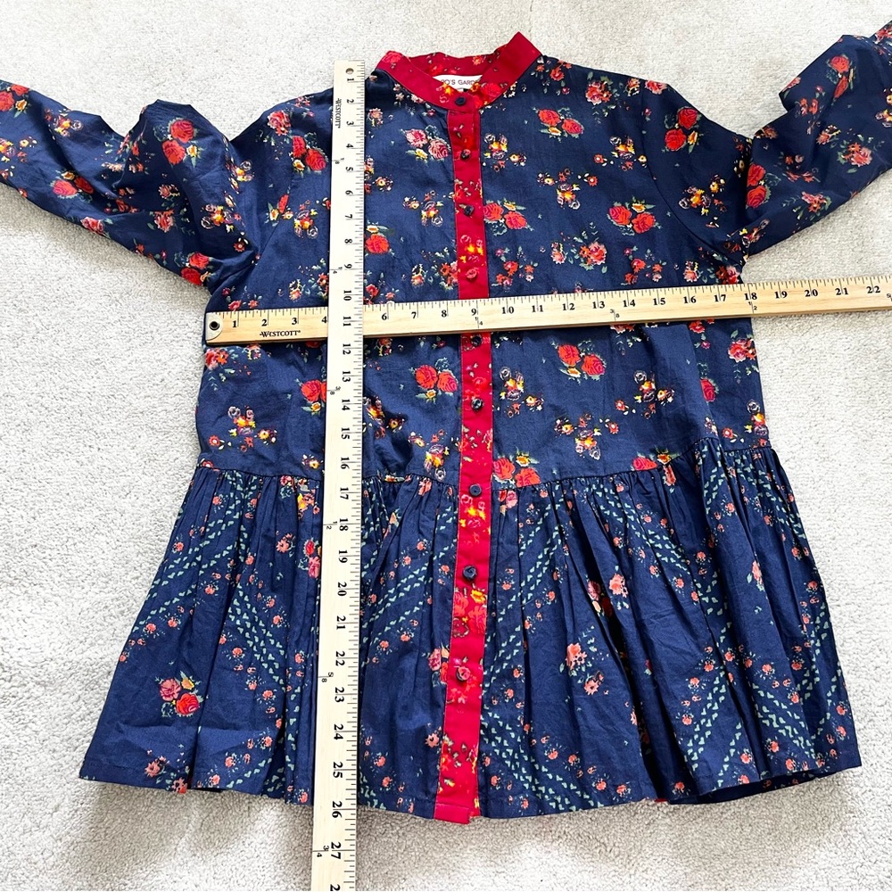 RO’S GARDEN Tatiana Blue Chanderi Blouse Size XS Cottagecore Prairie Dainty - Picture 6 of 7